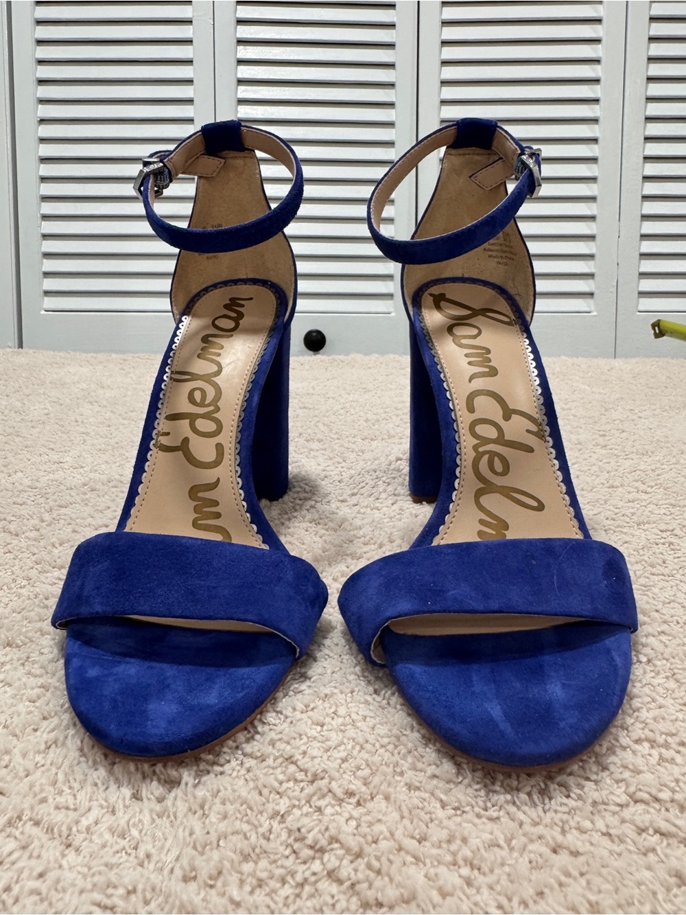 Sam Edelman Yaro Blue Suede Block Heel Sandals – Women’s 8.5